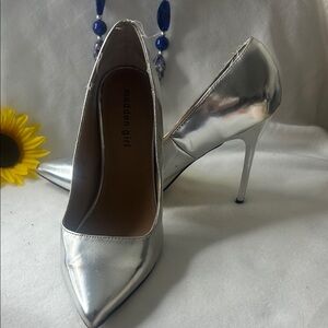 Madden Girl Metallic Silver Heels